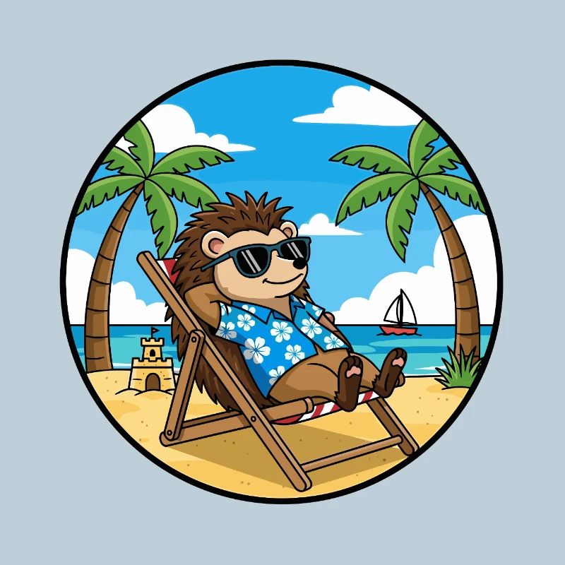 Cool Hedgehog Beach Vacation Summer Vibes