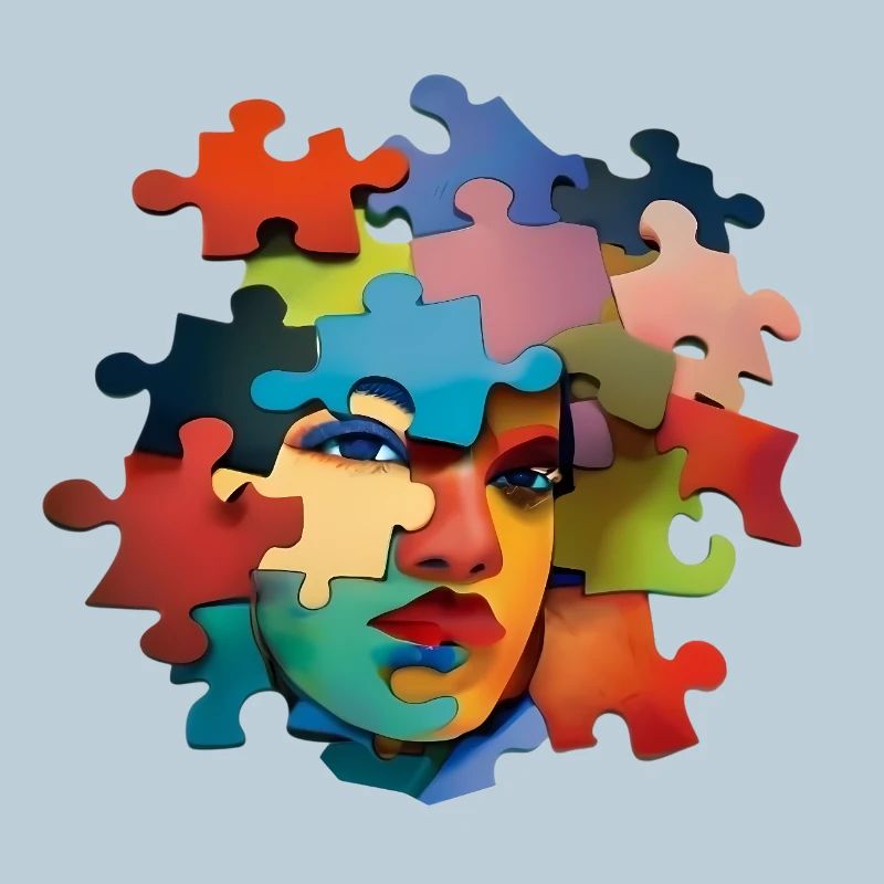 Puzzlesporträt Farbexplosion