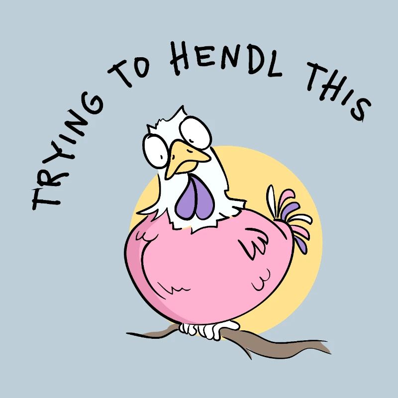 Pink Chicken Cartoon on Branch Dialect Chickens Saying