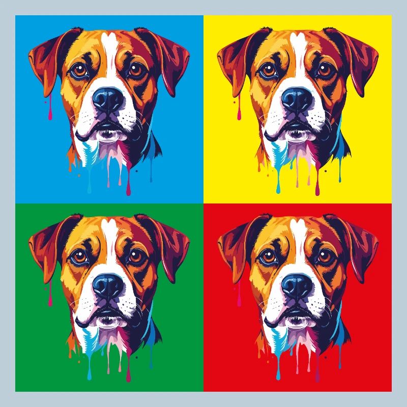 Chien Pop Art Quatre Couleurs