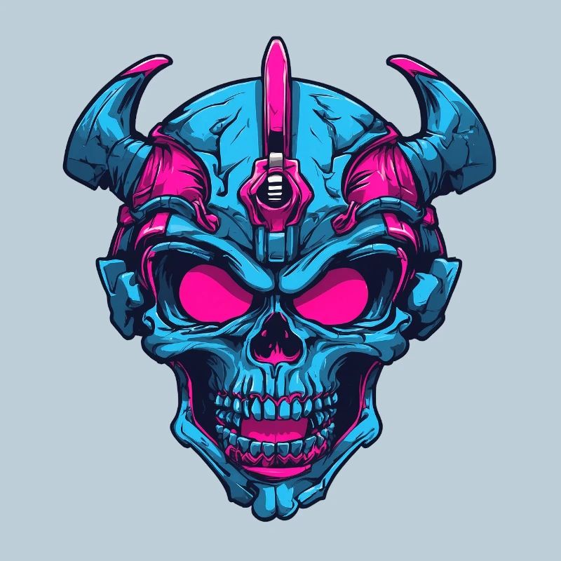 Neon Dämonenschädel
