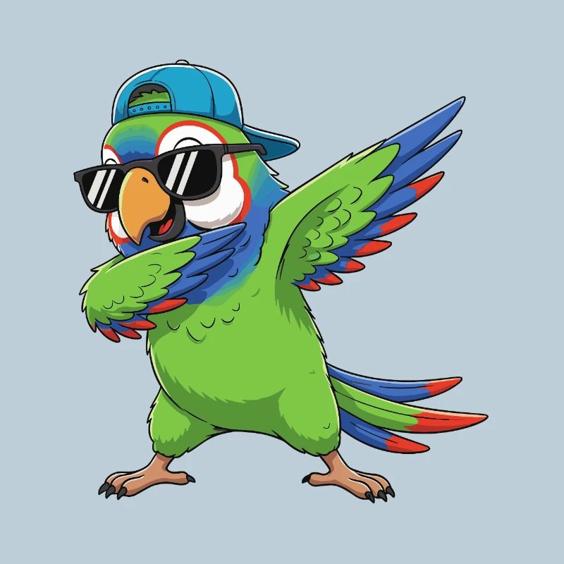 Dessin animé de lunettes de soleil perroquet à faire du dabing cool