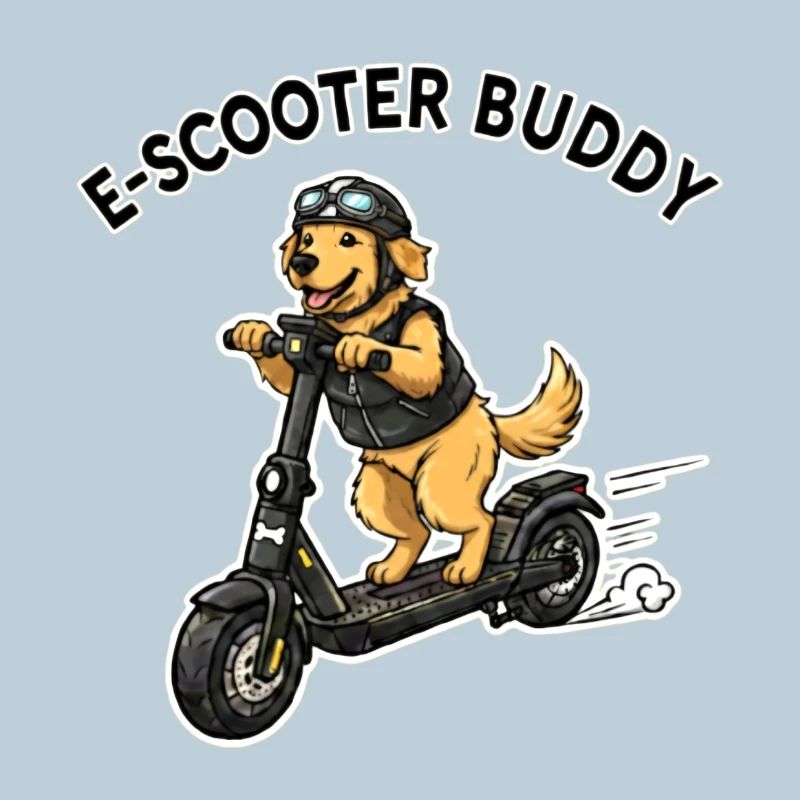 EScooter Buddy Dog Illustration