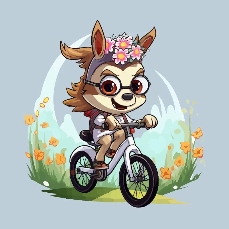 Floral wreath deer on bicycle
