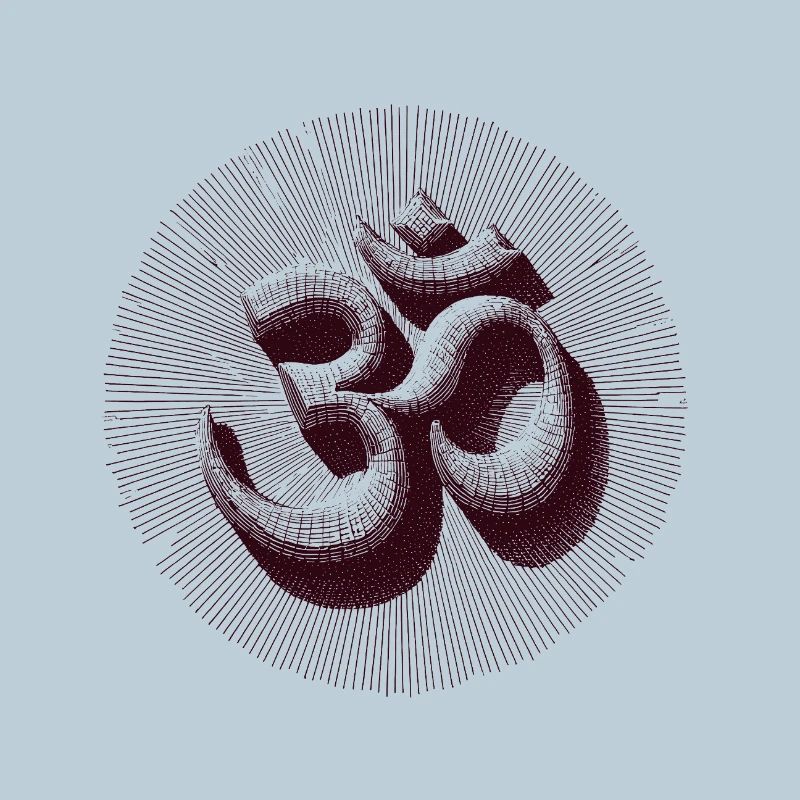 Vintage Om Symbol Engraving Style Brown