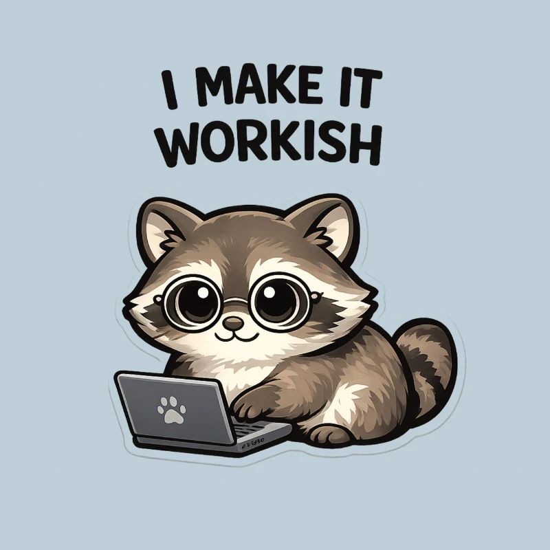 Workish Waschbär am Laptop