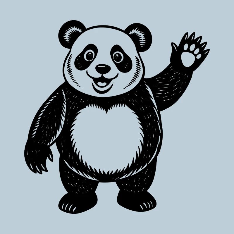 Panda fait signe de la main