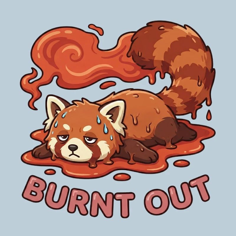 Mignon et fatigué : Panda rouge brûlé