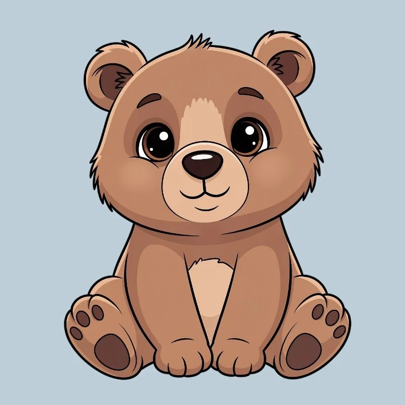 Cuddly Bear Cartoon - Cute Brown