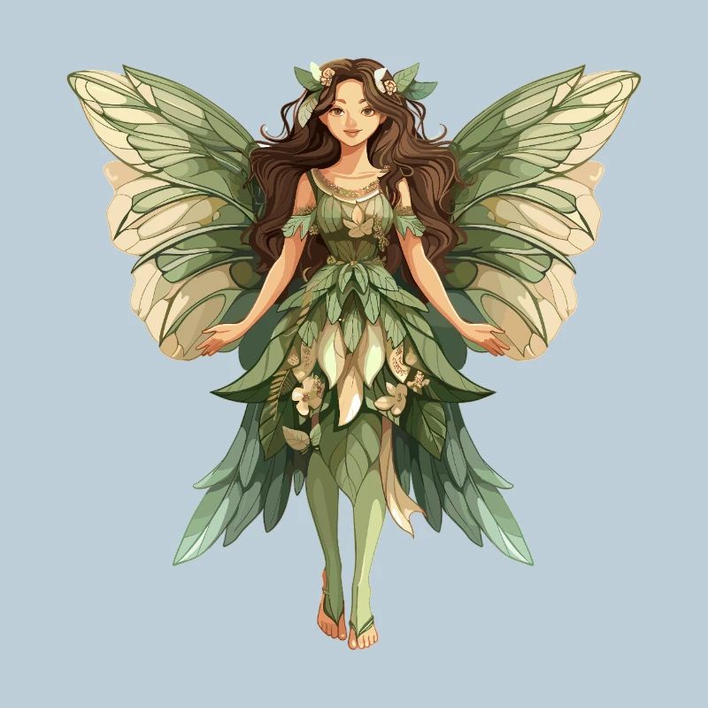 Fée de la forêt en robe de feuilles