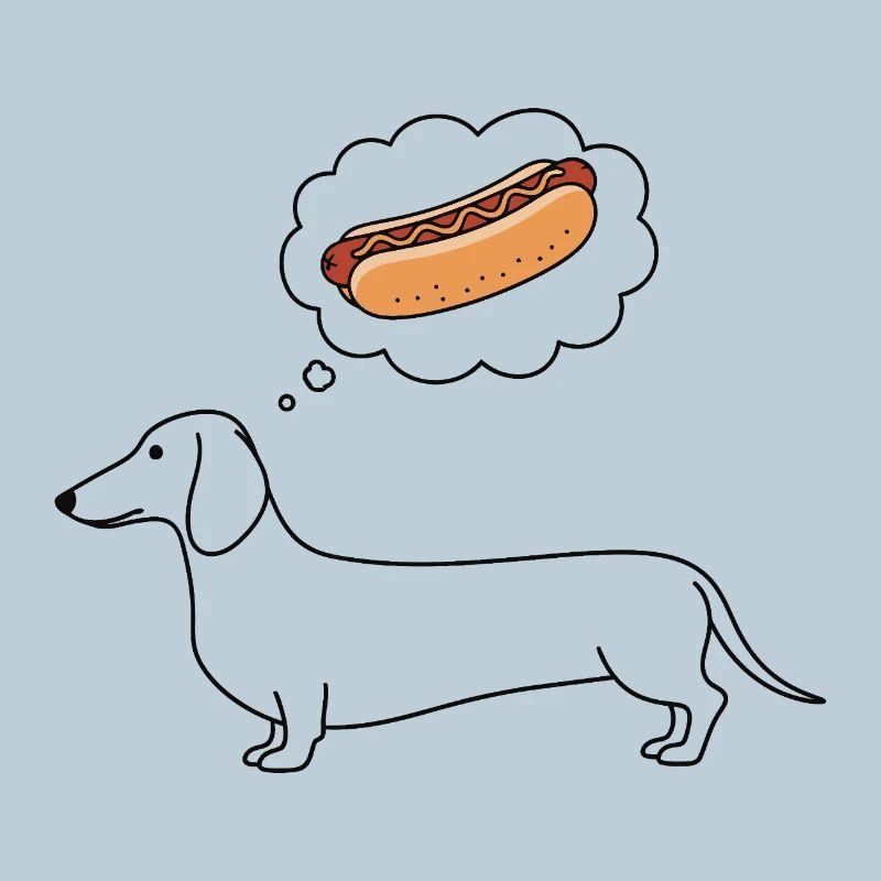 Dackel denkt Hotdog