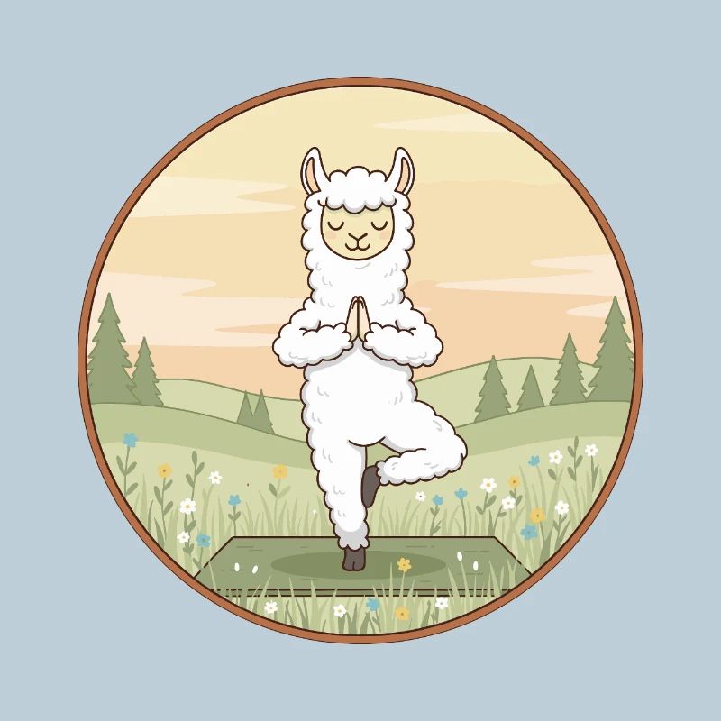 Yoga Llama Alpaca Doing Tree Pose