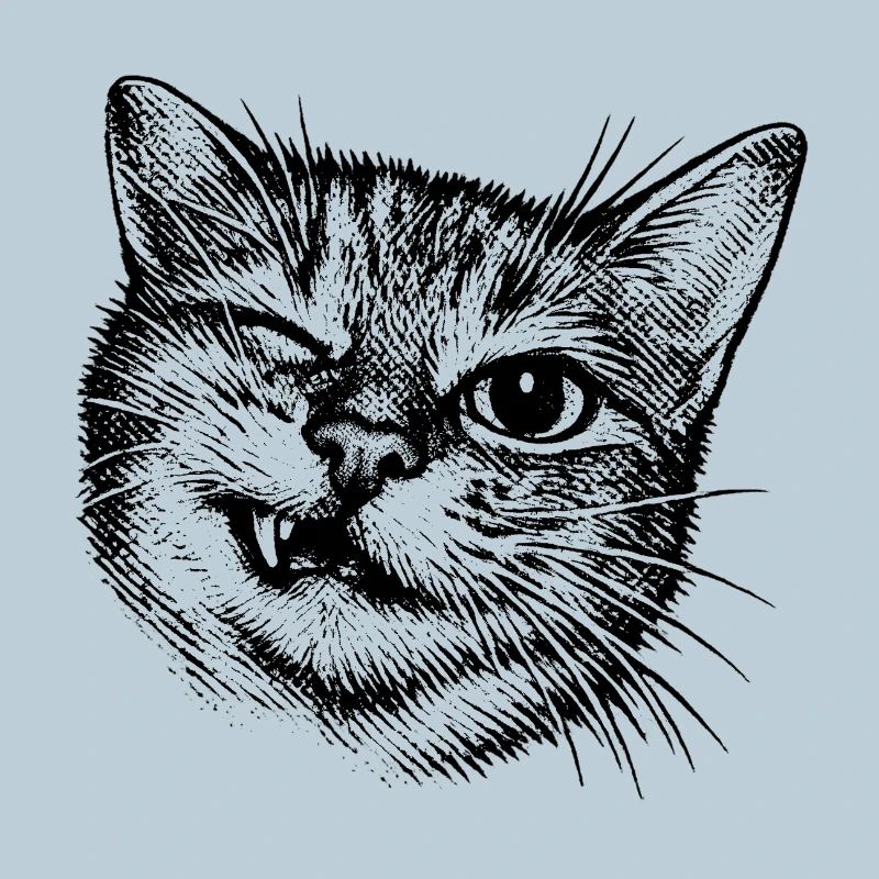 Funny Cat – Winking Halftone Motif