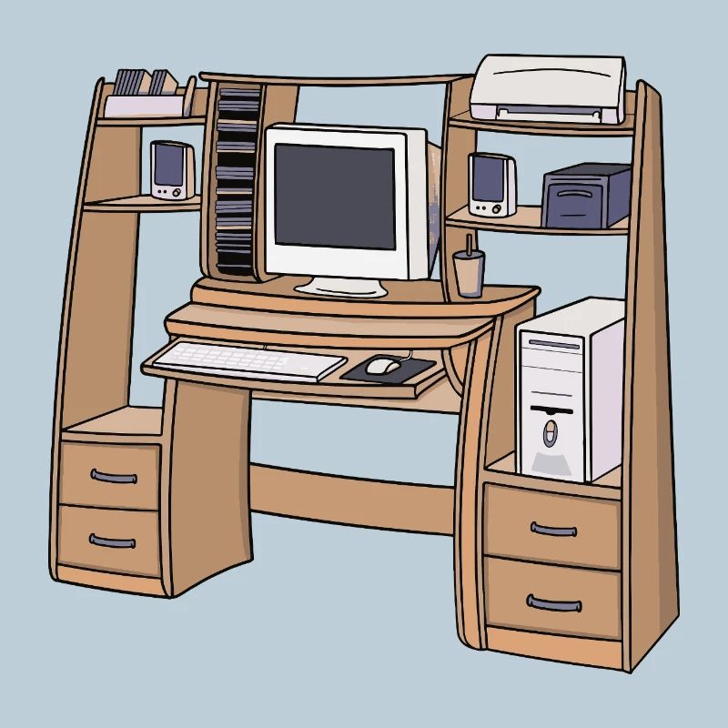 Retro-Computerschreibtisch-Setup 90er 2000er Nostalgie