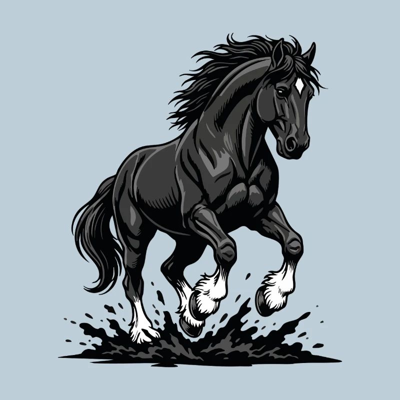 Black Horse Gallop Wildreithengst