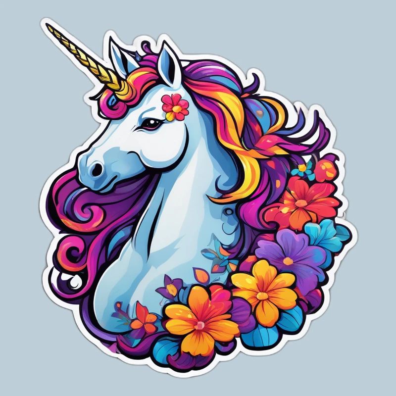 Regenbogenblumen-Einhorn