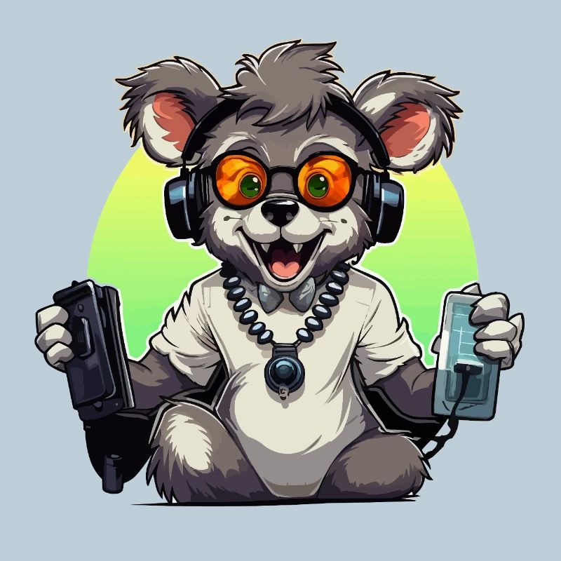 Koala gamer avec casque