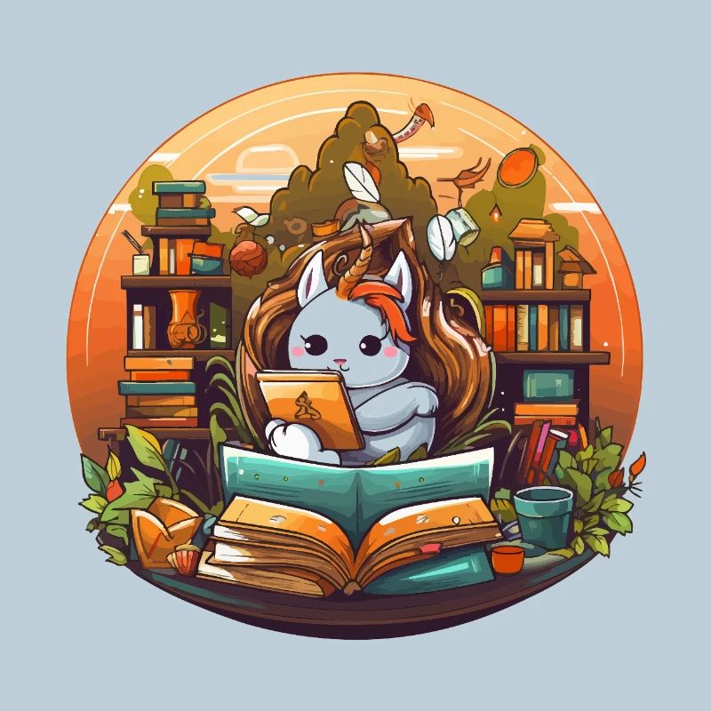 Lecture magique dans la forêt de la bibliothèque