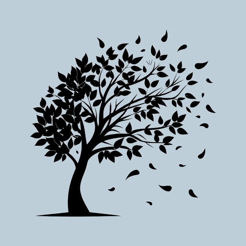 Wind Blowing Leaves Off Tree