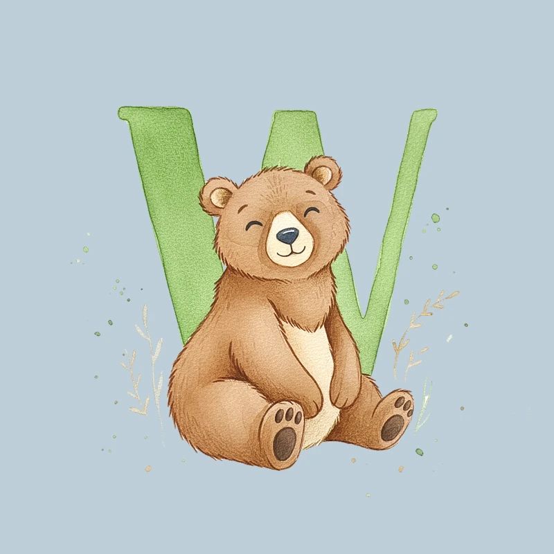 Bär mit Buchstabe W