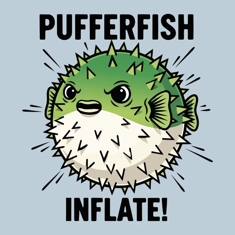 Globe Fish Danger Inflate Black Pufferfish