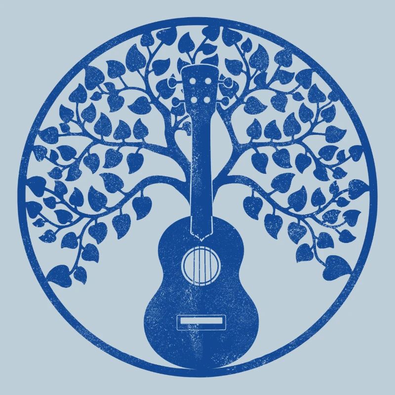 Ukulele tree mandala blue