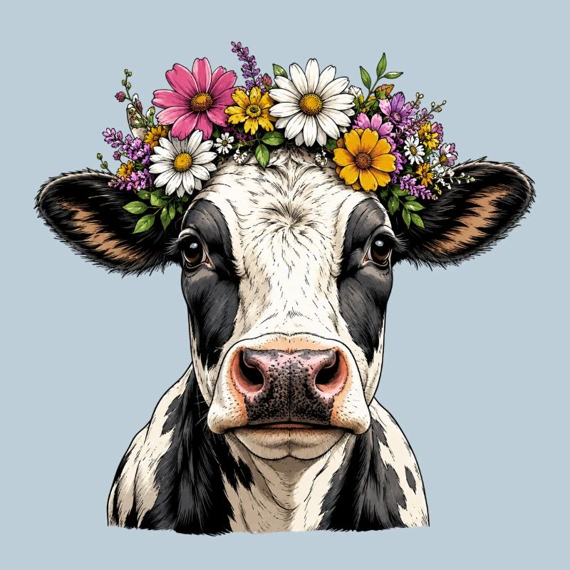 Vache décorée floral
