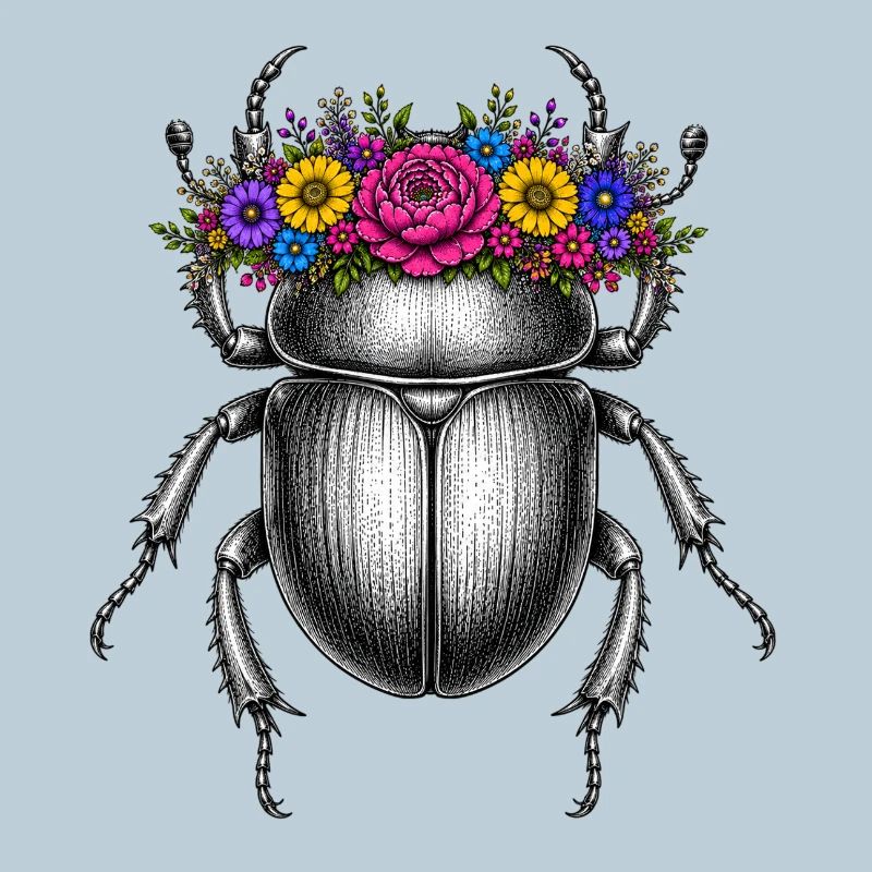 Skarabäus mit Blumenkrone