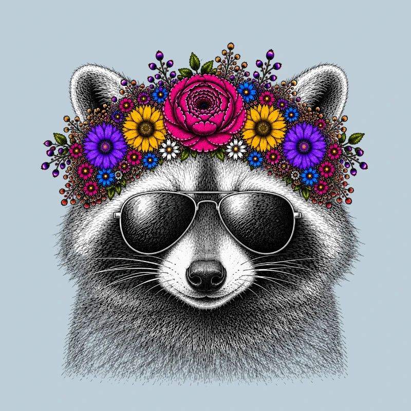Waschbär Blütenkrone Sonnenbrille