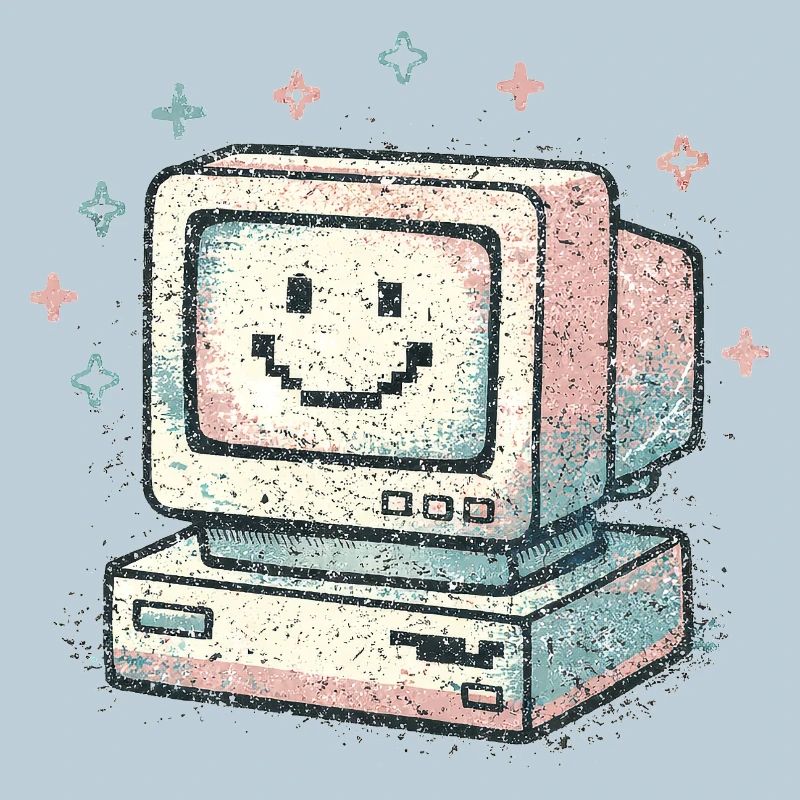 Süßer Retro-Computer Vintage 80s Tech Style