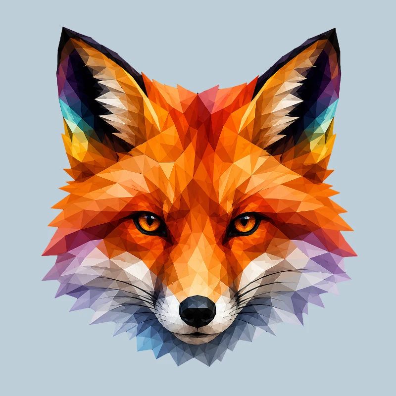 Colored Polygon Fox Head