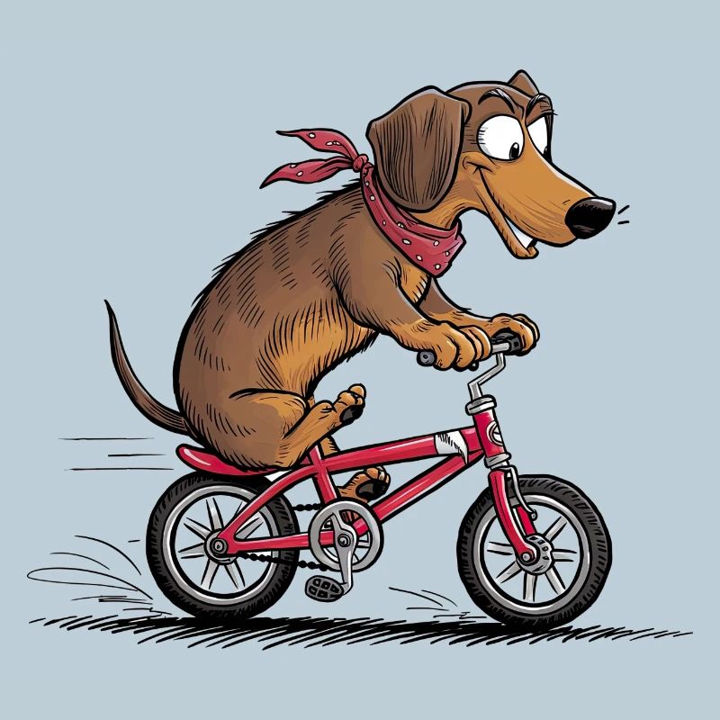 Dachshund with bicycle