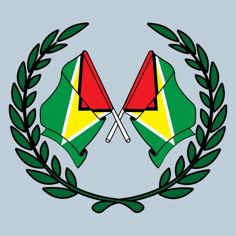 Drapeaux Guyane en couronne de laurier