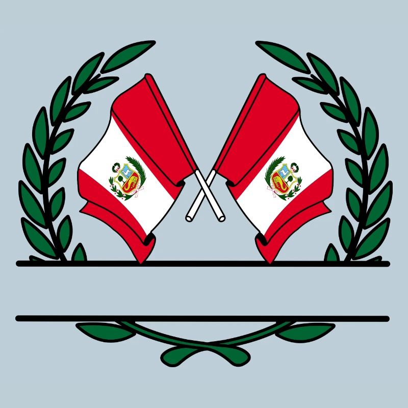 Flags Peru laurel wreath banner