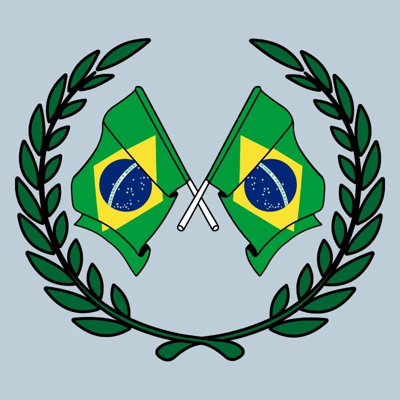 Flags Brazil in laurel wreath