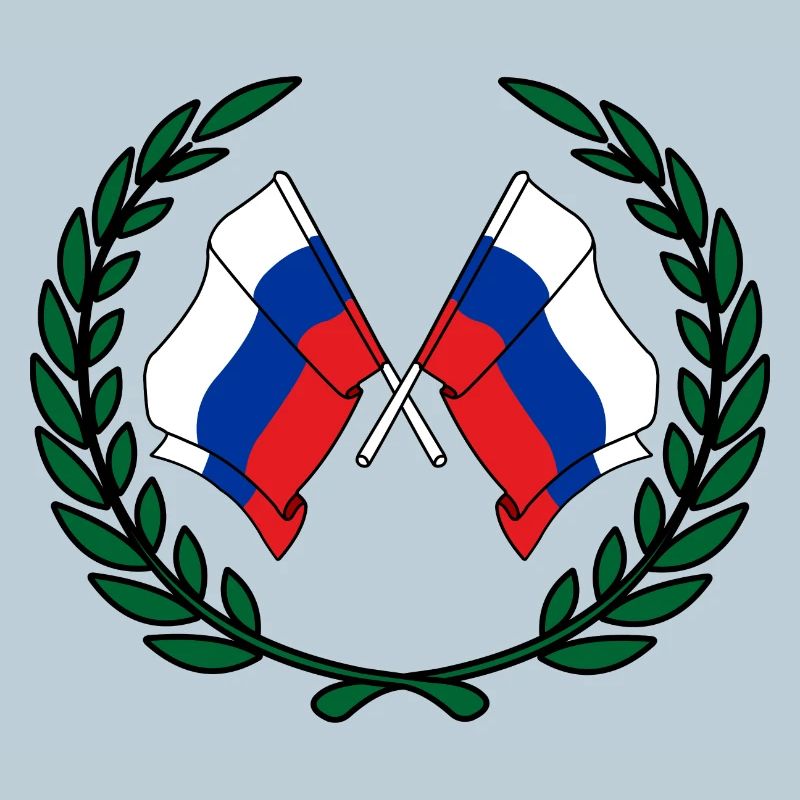 Drapeaux de la Russie en couronne de laurier