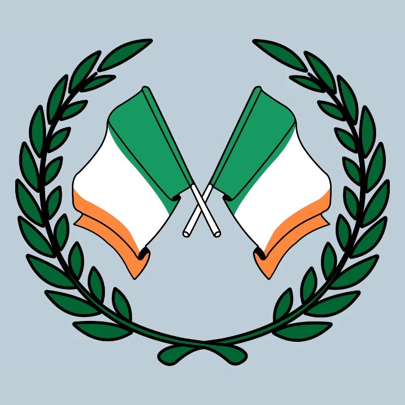Drapeaux de l’Irlande en couronne de laurier