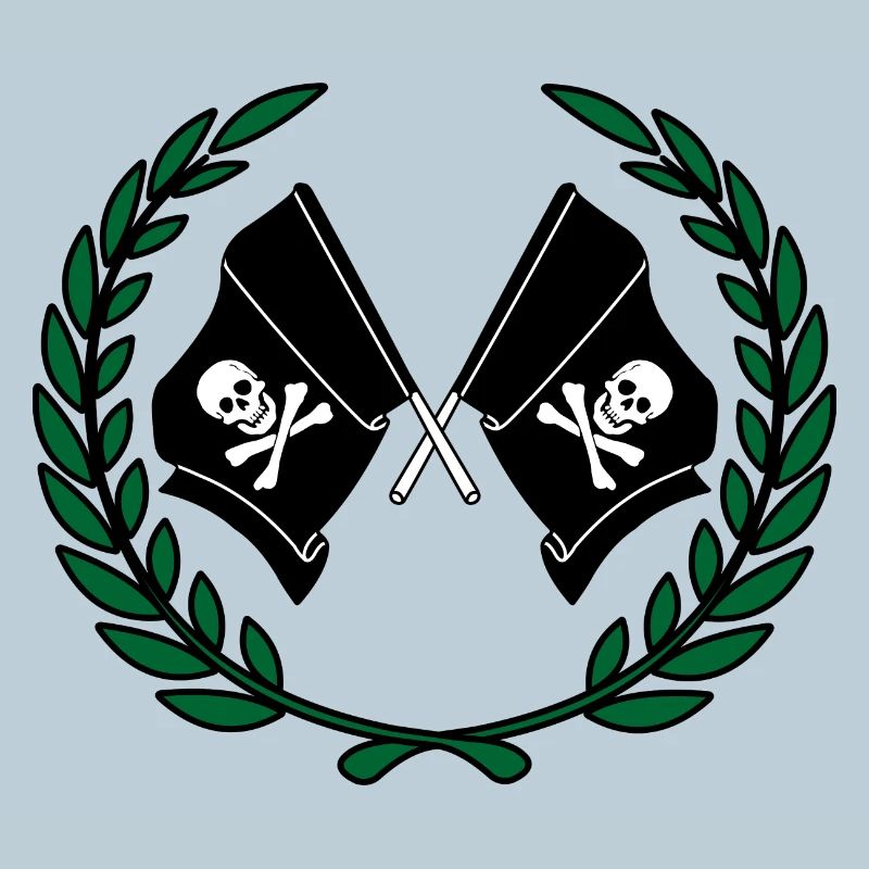 Drapeaux de pirates en couronne de laurier