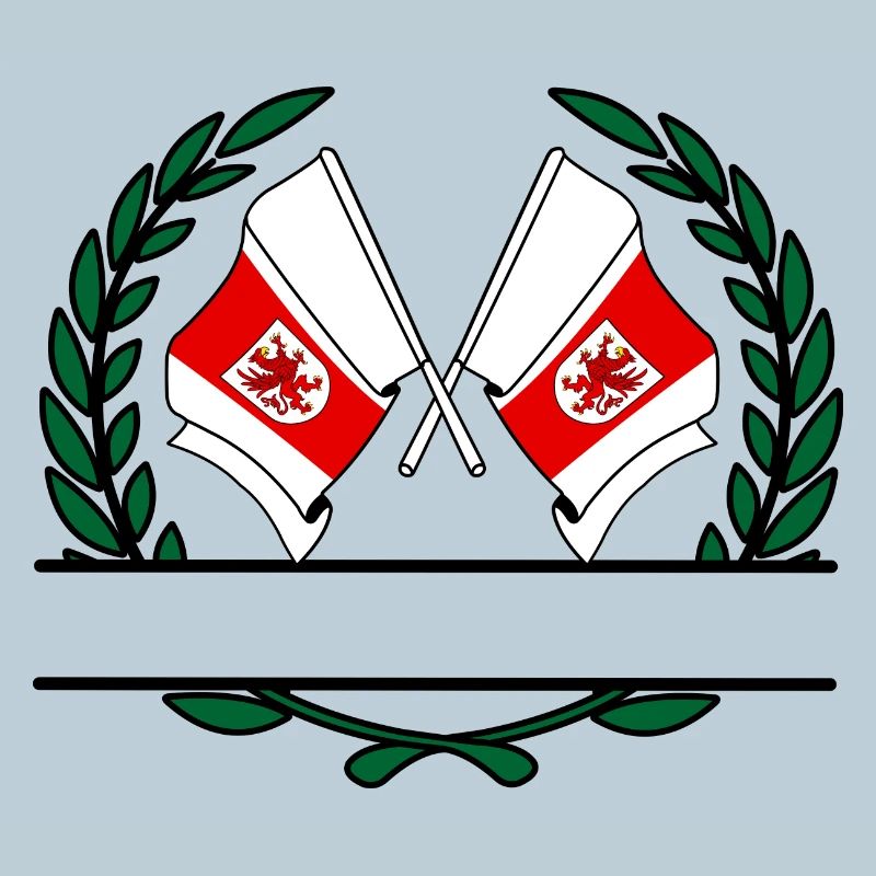Drapeaux Poméranie occidentale Pologne couronne de laurier bannière