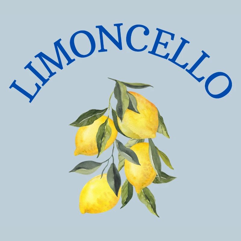 Limoncello – citrons sur une branche avec lettrage