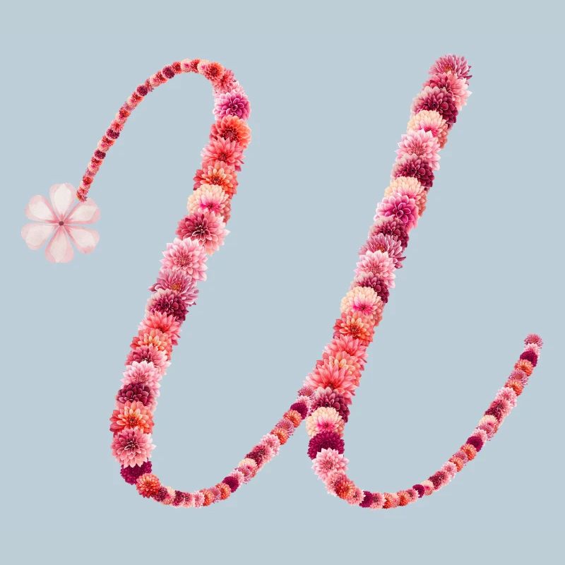Romantisches Blumenmonogramm "U"
