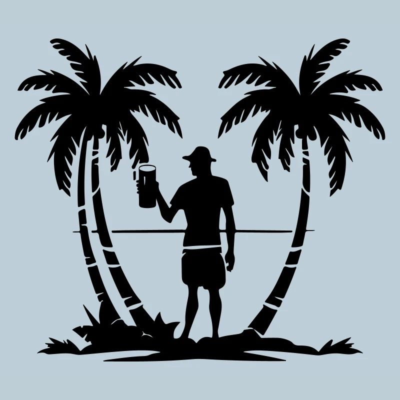 Silhouette de plage de palmiers de vacances