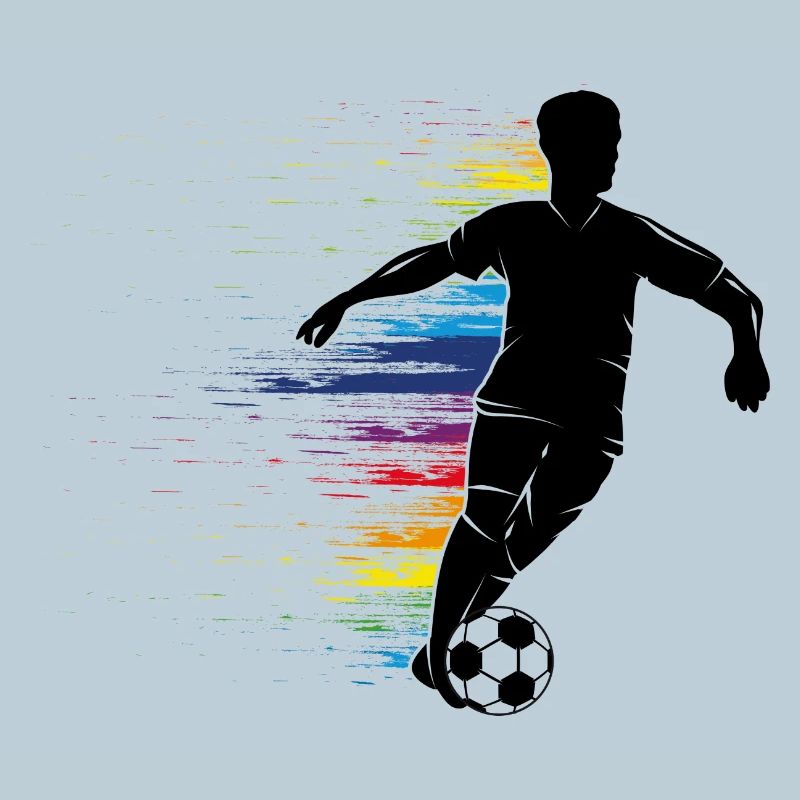 Soccer player silhouette with colorful graffiti