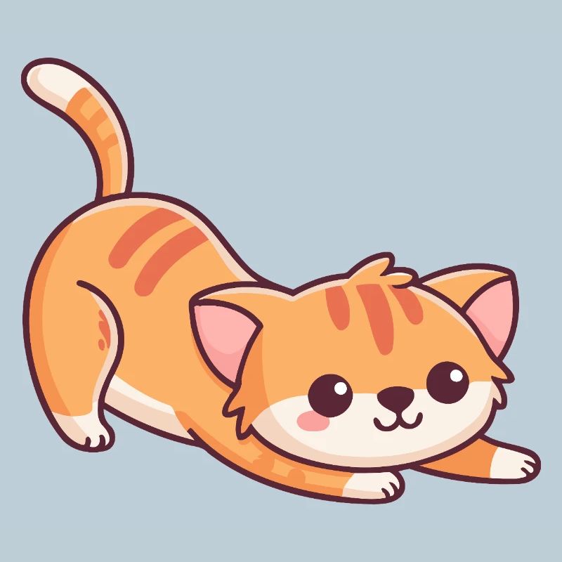 Orange kitten in adorable stretch