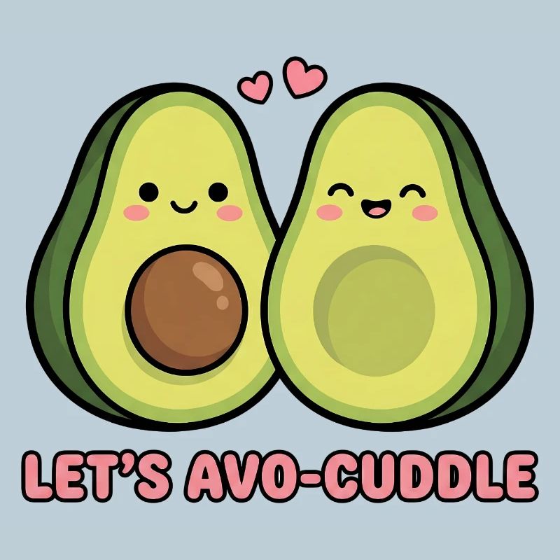Faisons un câlin avo | Jeu de mots mignon avec un couple d’avocats