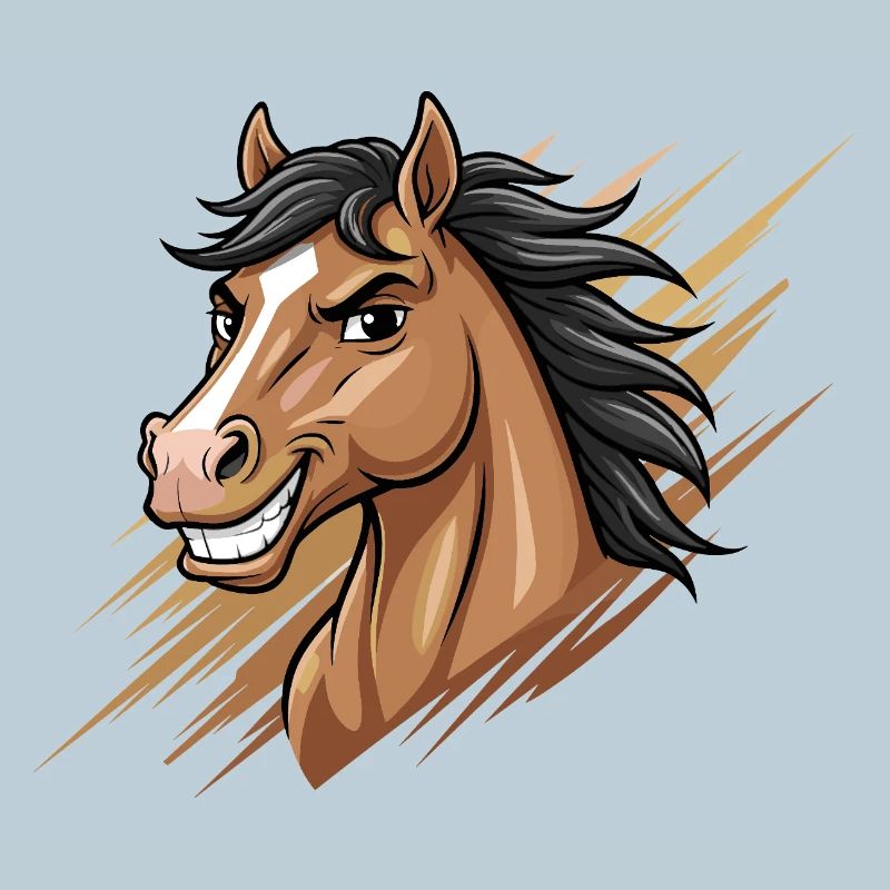 Tête de cheval de dessin animé dynamique