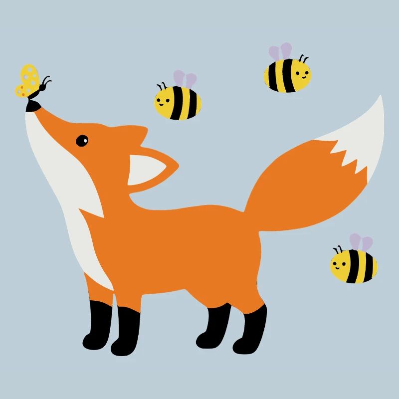 Cute fox in summer minimalist style