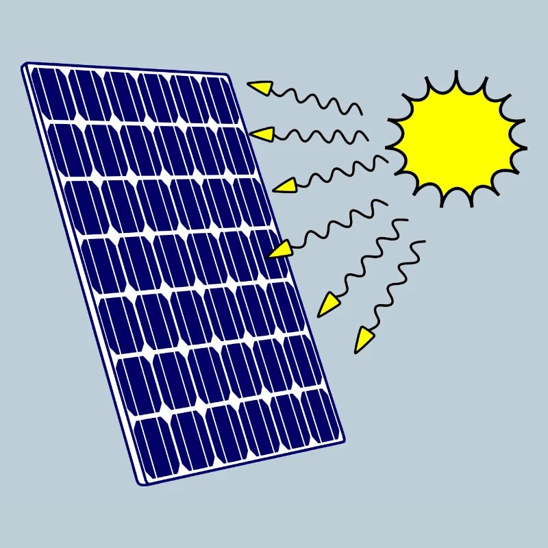 Solarpanel mit Sonneneinstrahlung und Sonne