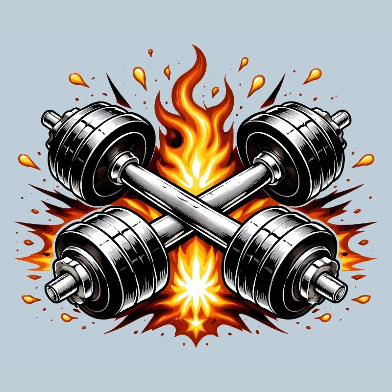 Flaming dumbbells