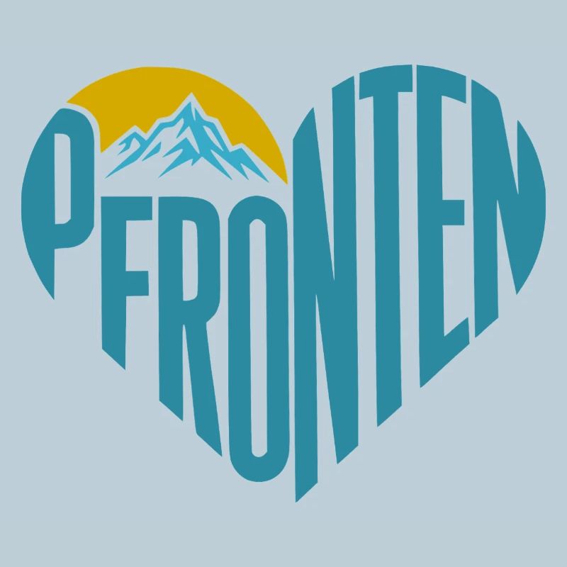 Pfronten Bergsilhouette Herz-Typografie
